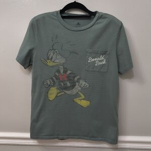 Disney World Park Donald Duck Unisex Stitch Pocket T-Shirt Green Small Casual